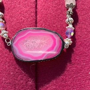 Genuine Rose Quarts with Pink Agatte Stone